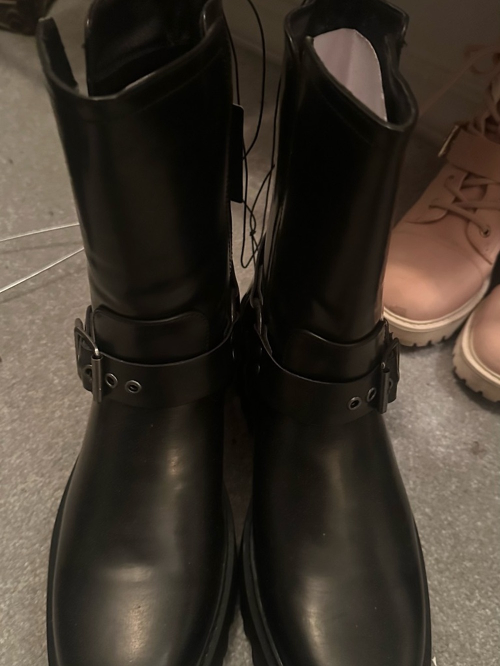 Forever 21 Black Chunky Harness Combat Boots - Picture 3 of 5